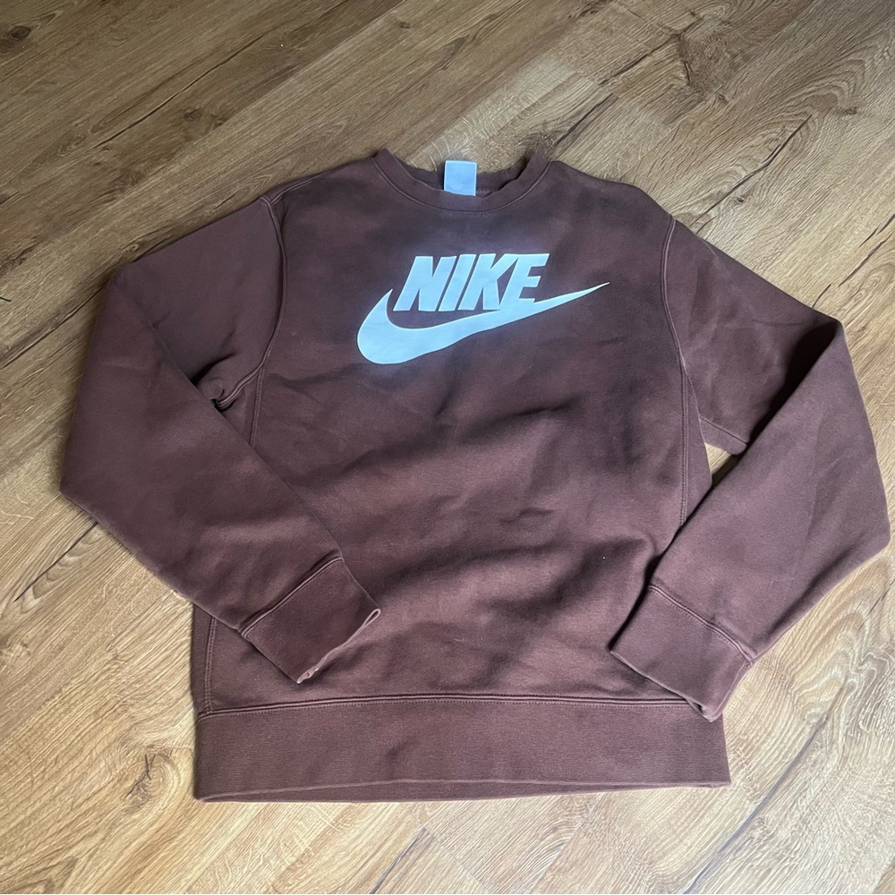Nike Men’s Chocolate Brown Crewneck with White Swoosh